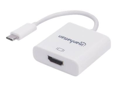 Manhattan USB-C to HDMI Cable, 4K@30Hz, 8cm, White, Male to Female, Three Year Warranty, Blister