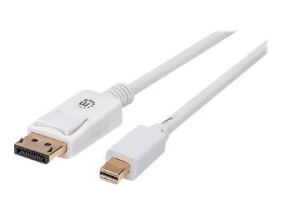 Manhattan Mini DisplayPort 1.2 to DisplayPort Cable, 4K@60Hz, 1m, Male to Male, White, Lifetime Warr