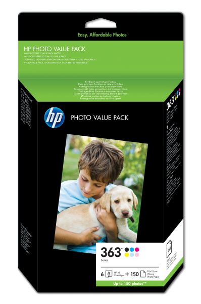 HP Photo Pack Nr. 363 farbig + Papier 150 Blatt 10x15