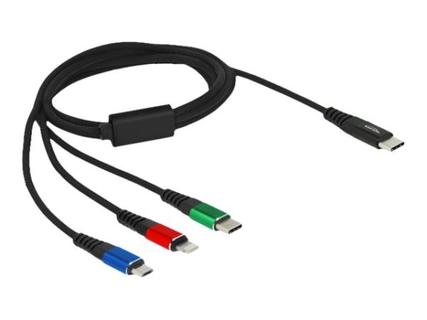 Delock 3 in 1 - Kabel nur zum Laden - 24 pin USB-C männlich zu Micro-USB Typ B, Lightning, 24 pin US