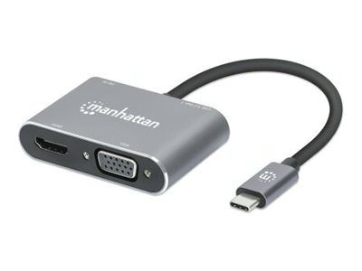 Manhattan USB-C Dock/Hub, Ports (x4): HDMI, USB-A, USB-C and VGA, With Power Delivery (87W)