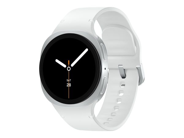 Samsung Galaxy Watch8 - 40 mm - silber - intelligente Uhr mit Sportband - Gummi - weiß - Bandgröße: