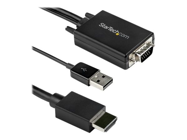 StarTech.com 2m VGA to HDMI Converter Cable with USB Audio Support & Power, Analog to Digital Video