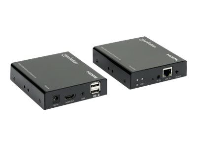 Manhattan 1080p HDMI KVM over IP Extender Kit, HDMI Extender by Single Cat5e/6 up to 120m, with IR a