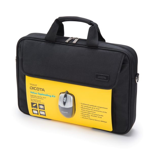 Notebooktasche Value Toploading Kit f. 39,6cm(15,6") schwarz + USB Maus