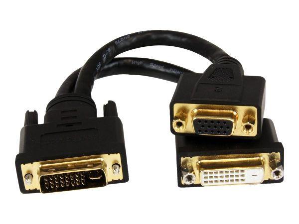 StarTech.com 20cm DVI-I Stecker auf DVI-D Buchse und VGA Buchse Splitter - DVI / HD15 Splitterkabel