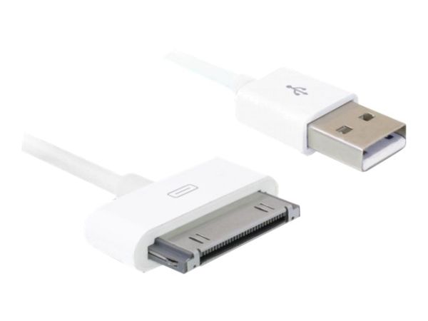 Delock Lade-/Datenkabel - Apple Dock männlich zu USB männlich - 1.8 m - weiß - für Apple iPad/iPhone