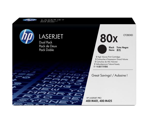 HP Toner CF280XD 80X schwarz 2er Pack f. LaserJet Pro 400/M401dw