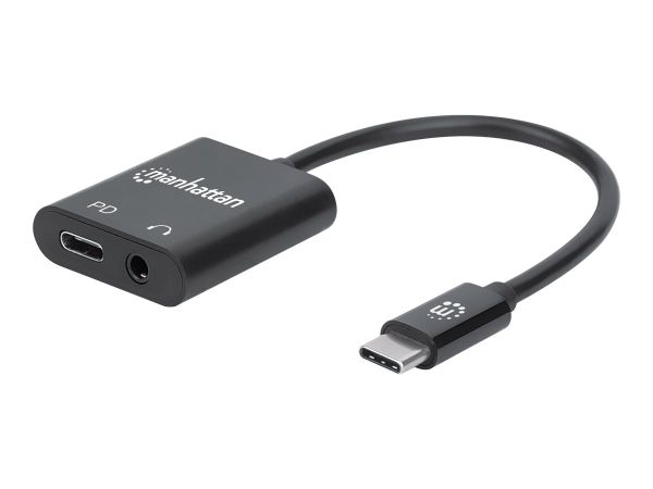 Manhattan USB-C to Headphone Jack (3.5mm) and USB-C (inc Power Delivery)