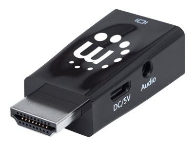 Manhattan HDMI auf VGA-Mikrokonverter, HDMI-Stecker auf VGA-Buchse mit Audio, optionaler USB Micro B