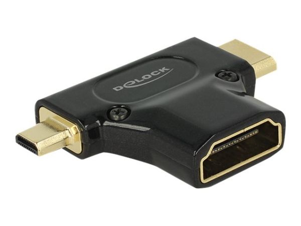 Delock Adapter High Speed HDMI with Ethernet - HDMI-A female > HDMI Mini-C male + Micro-D male - HDM