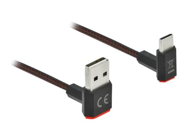 Delock Easy - USB-Kabel - USB (M) nach oben/unten abgewinkelt, doppelseitig zu USB-C (M)