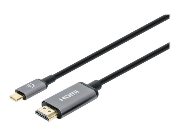 Manhattan USB-C to HDMI Cable, 4K@30Hz, 2m, Black, Equivalent to Startech CDP2HD2MBNL, Male to Male,