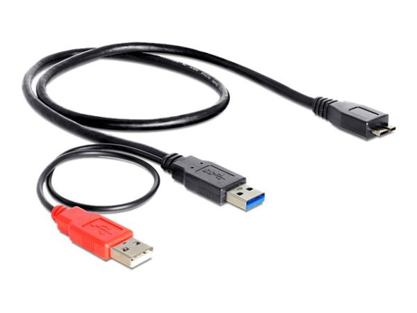 USB 3.0 Y-Kabel 0,6m USB 3.0-A Stecker > USB 3.0-micro B Stecker