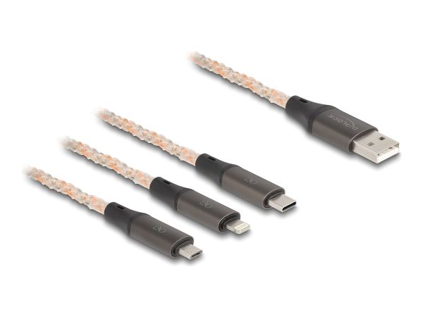 Delock 3 in 1 - Kabel nur zum Laden - USB männlich zu Micro-USB Typ B, Lightning, 24 pin USB-C männl