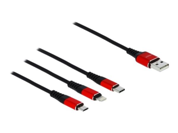 Delock 3 in 1 - Kabel nur zum Laden - USB männlich zu Micro-USB Typ B, Lightning, 24 pin USB-C männl
