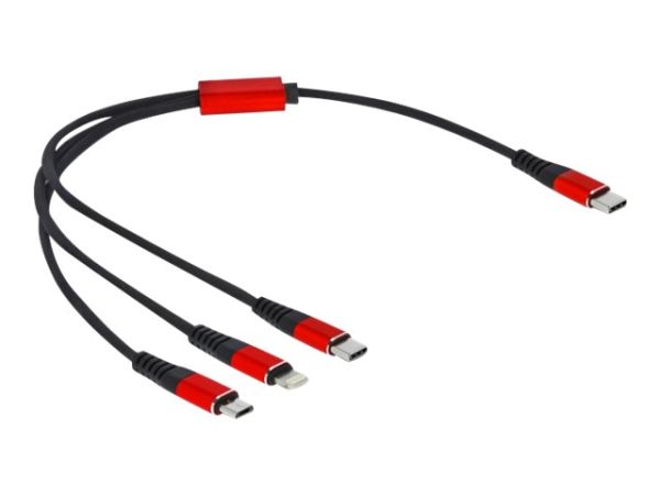 Delock 3 in 1 - Kabel nur zum Laden - 24 pin USB-C männlich zu Micro-USB Typ B, Lightning, 24 pin US