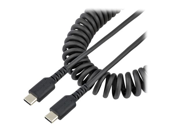 StarTech.com 50cm USB C auf USB C Kabel, hochbelastbares Spiralkabel zum Laden und Synchronisieren,