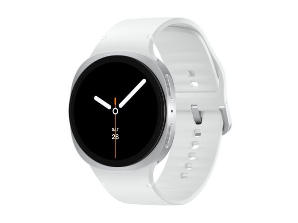 Samsung Galaxy Watch8 - 44 mm - silber - intelligente Uhr mit Sportband - Gummi - weiß - Bandgröße: