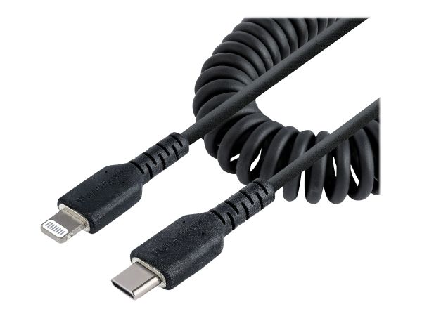 StarTech.com 1m USB C auf Lightning Kabel, spiralkabel, MFi-zertifiziert, Schnellladekabel für iPhon