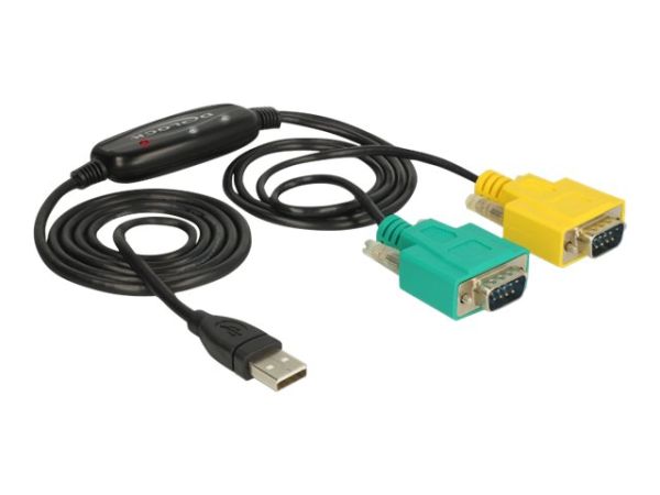 Delock Adapter USB 2.0 Type-A > 2 x Serial DB9 RS-232 - Kabel USB / seriell - USB (M)