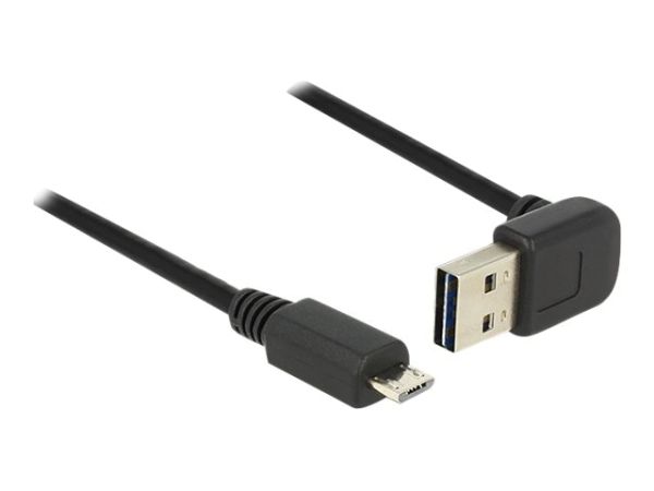 Delock Easy - USB-Kabel - USB (M) nach oben/unten abgewinkelt, doppelseitig bis Micro-USB Typ B (M)