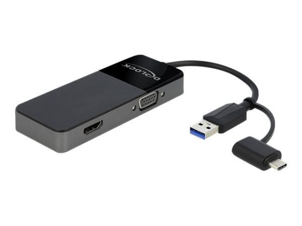 Delock Adapter USB 3.0 to 4K HDMI + VGA - Adapterkabel - USB Typ A, 24 pin USB-C männlich zu HD-15 (