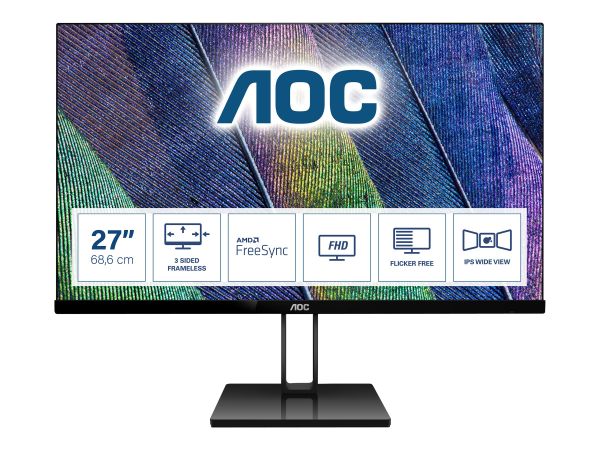 AOC 27V2Q - LED-Monitor - 68.6 cm (27") - 1920 x 1080 Full HD (1080p)