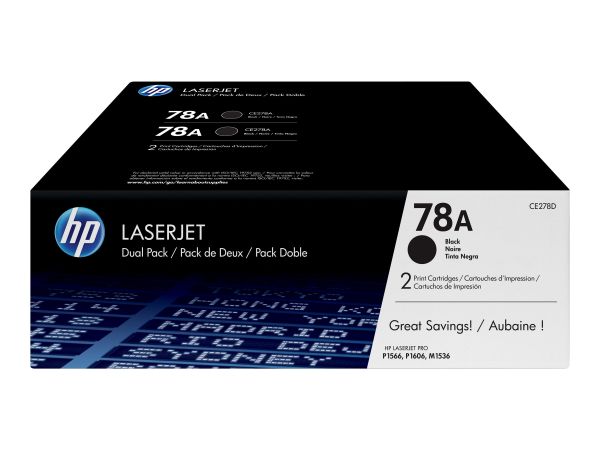 HP Toner CE278AD schwarz Doppelpack für HP LaserJet Pro P1566/P1606/M1536