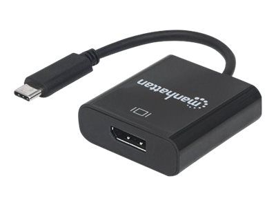 Manhattan USB-C to DisplayPort 1.2 Cable, 4K@30Hz, 21cm, Male to Female, Black, Lifetime Warranty, B