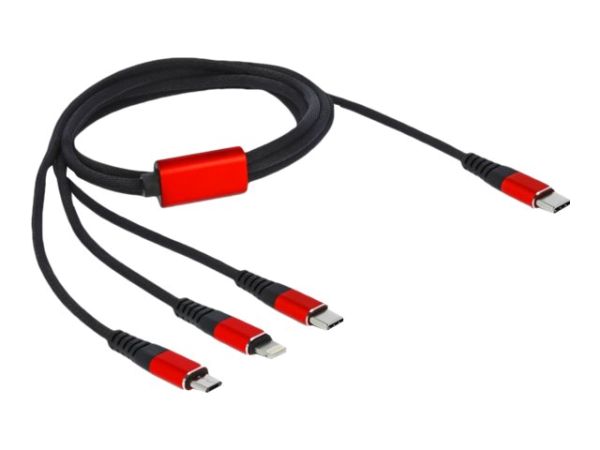 Delock 3 in 1 - Kabel nur zum Laden - 24 pin USB-C männlich zu Micro-USB Typ B, Lightning, 24 pin US