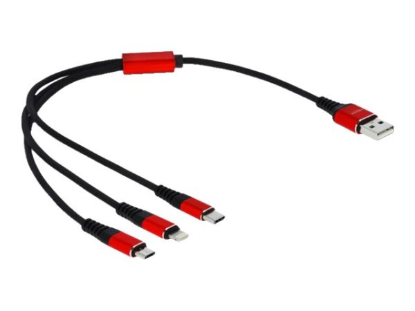 Delock 3 in 1 - Kabel nur zum Laden - USB männlich zu Micro-USB Typ B, Lightning, 24 pin USB-C männl