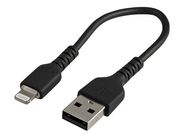 StarTech.com 15cm(6 in) Durable Black USB-A to Lightning Cable, Heavy Duty Rugged Aramid Fiber USB T