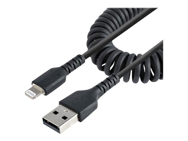 StarTech.com 1m USB auf Lightning Kabel, Spiralkabel, MFi zertifiziert, Schnellladekabel für iPhone/