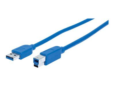 Manhattan USB-A to USB-B Cable, 1m, Male to Male, Blue, 5 Gbps (USB 3.2 Gen1 aka USB 3.0)