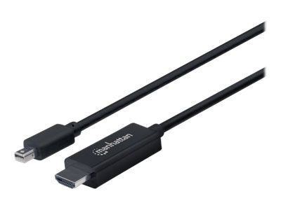 Manhattan Mini DisplayPort 1.2 to HDMI Cable, 4K@60Hz, 1.8m, Male to Male, Black, Three Year Warrant