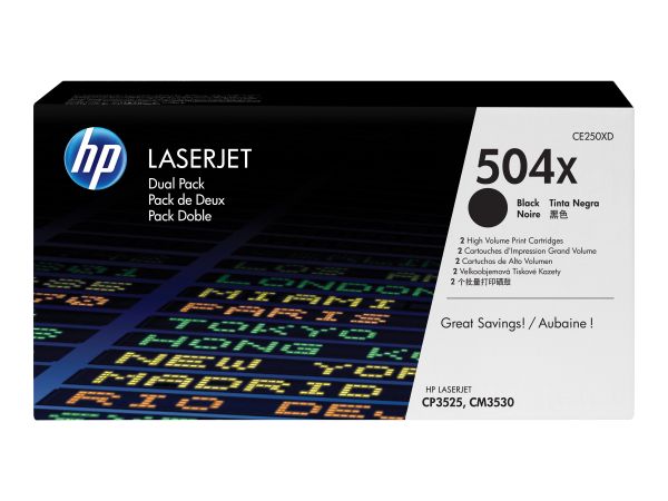 HP 504X - 2er-Pack - Hohe Ergiebigkeit - Schwarz - original - LaserJet - Tonerpatrone (CE250XD)