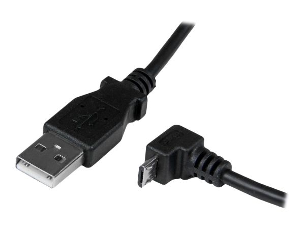 StarTech.com 2m USB 2.0 A auf Micro B Kabel abgewinkelt - Schwarz - USB A / Micro B Datenkabel / Ans