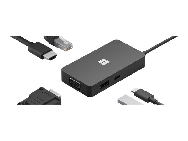 USB-C Travel Hub - Docking Station, Adapter USB-C - VGA - HDMI - GigE - kommerzi