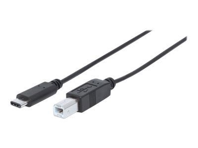 Manhattan USB-C to USB-B Cable, 1m, Male to Male, Black, 480 Mbps (USB 2.0)