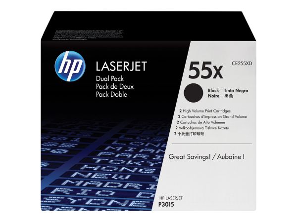 HP Toner CE255XD schwarz für LaserJet Enterprise P3015 2er Pack