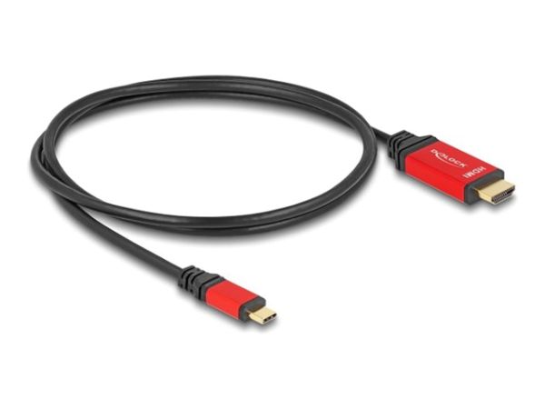 Delock Adapterkabel - 24 pin USB-C männlich zu HDMI männlich - 1 m - Schwarz / Rot - unterstützt 8K