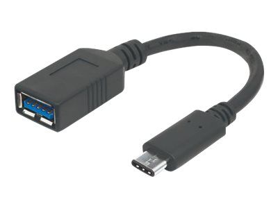 Manhattan USB-C to USB-A Cable, 15cm, Male to Female, Black, 5 Gbps (USB 3.2 Gen1 aka USB 3.0)