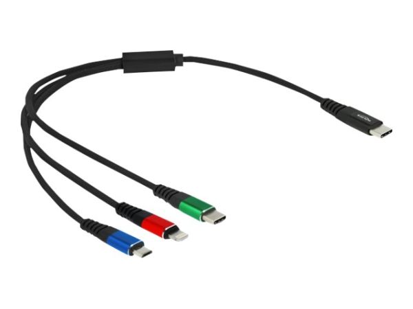 Delock 3 in 1 - Kabel nur zum Laden - 24 pin USB-C männlich zu Micro-USB Typ B, Lightning, 24 pin US