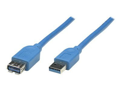 Manhattan USB-A to USB-A Extension Cable, 2m, Male to Female, Blue, 5 Gbps (USB 3.2 Gen1 aka USB 3.0