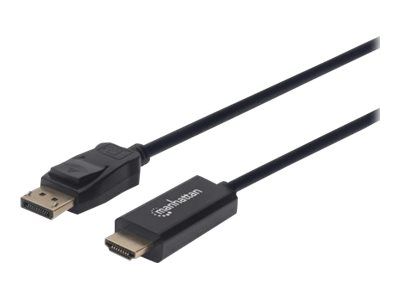 Manhattan DisplayPort 1.1 to HDMI Cable, 1080p@60Hz, 1.8m, Male to Male, DP With Latch, Black, Not B