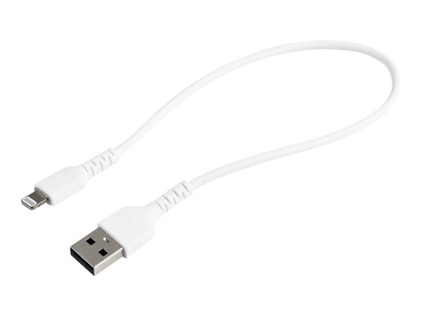 StarTech.com 12 in(30cm) Durable White USB-A to Lightning Cable, Heavy Duty Rugged Aramid Fiber USB