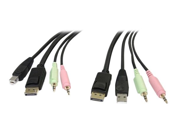 StarTech.com 1,8m 4-in-1 USB DisplayPort KVM-Switch Kabel mit Audio und Mikrofon - Video- / USB- / A