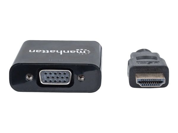 Manhattan HDMI auf VGA Konverter, HDMI-Stecker auf VGA-Buchse, optionaler USB Micro-B-Stromport, sch