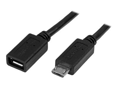 StarTech.com 0,5m Micro USB Verlängerungskabel - Stecker/Buchse - Micro USB Stecker zu Micro USB Buc